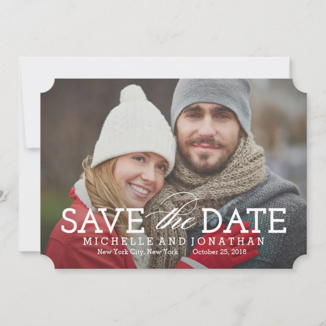 Einfach zeitlose Foto Save the Date Karte (Vorderseite)