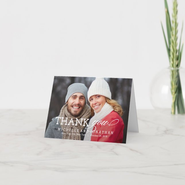 Einfach zeitloses Hochzeitsstift Foto Danke Karte (Vorderseite)