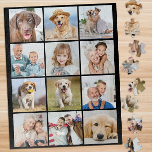 Einfache 12 Foto Collage Custom Family Friends Hau Puzzle