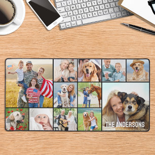 Einfache 12 FotoCollage Custom Large Personalisier Schreibtischunterlage