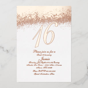 Einfache 16 . Geburtstag-Goldfolie für Glitzer   Folieneinladung