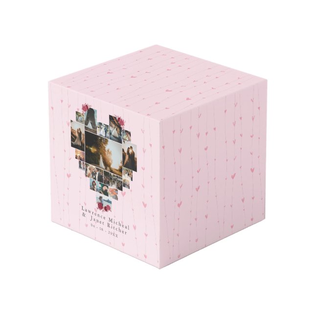 Einfache 18 herzenförmige Foto Collage Paare Gesch Würfel (Vorderseite Schrägansicht)