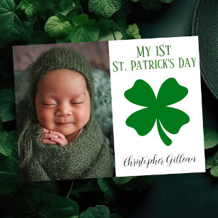 Einfache 1. St Patrick's Day Baby Foto Kleeblatts Feiertagskarte