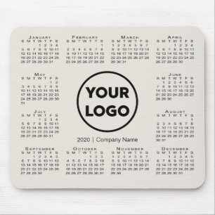 Einfache 2020-Calendar-Firmenlogo Beige Mousepad