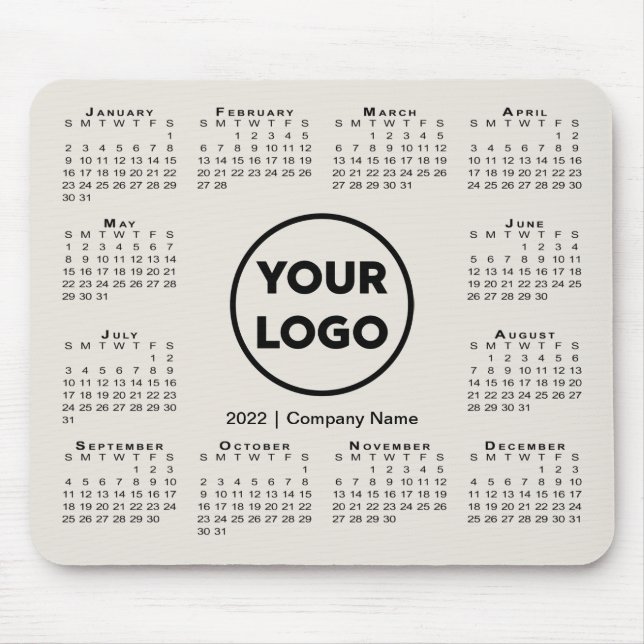 Einfache 2022-Calendar-Firmenlogo Beige Mousepad (Vorne)