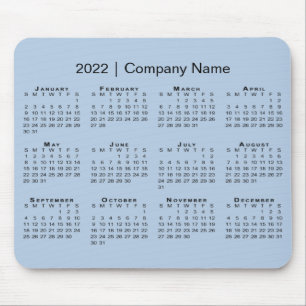 Einfache 2022 Kalender Firmenname auf Light Blue Mousepad