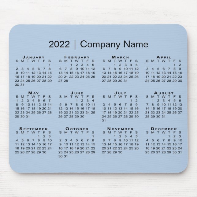 Einfache 2022 Kalender Firmenname auf Light Blue Mousepad (Vorne)