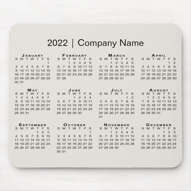 Einfache 2022 Kalender mit Firmennamen auf Beige Mousepad (Vorne)