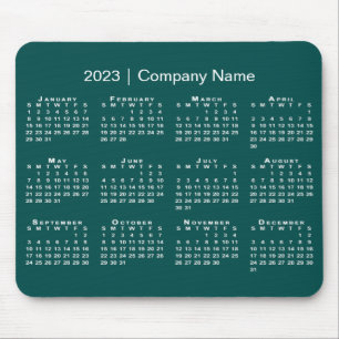 Einfache 2023 Kalender Firmenname auf blau-grün Mousepad