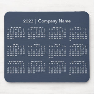 Einfache 2023 Kalender Firmenname auf Navy Blue Mousepad