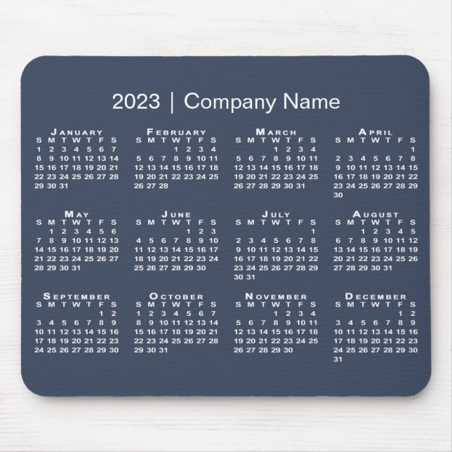 Einfache 2023 Kalender Firmenname auf Navy Blue Mousepad (Vorne)
