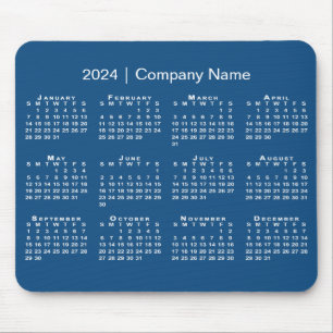 Einfache 2024 Kalender Firmenname auf blau Mousepad