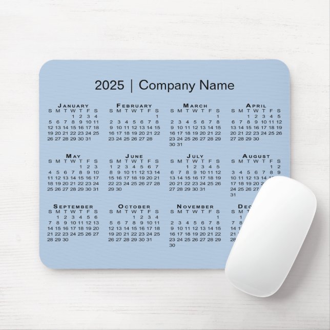 Einfache 2025 Kalender Firmenname auf Light Blue Mousepad (Mit Mouse)