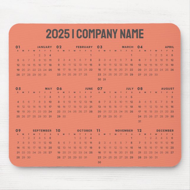 Einfache 2025 Kalenderfirma Name | Jeder Hintergru Mousepad (Vorne)