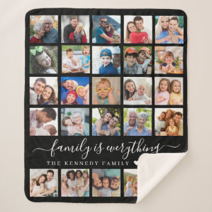 Einfache 25 Foto Collage Quote Familienname Schwar Sherpadecke