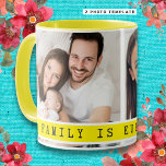 Einfache 2-Foto Collage Family Quote gelb Tasse<br><div class="desc">Entwerfen Sie Ihre eigenen,  individuellen Tasse mit Familienbildern,  um sie zu einem einzigartigen Zuhause zu machen." Familie ist alles " Zitat Typografie macht es besonders.</div>