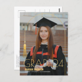 Einfache 2 Foto Gold Tassel Abschluss Ankündigung Postkarte