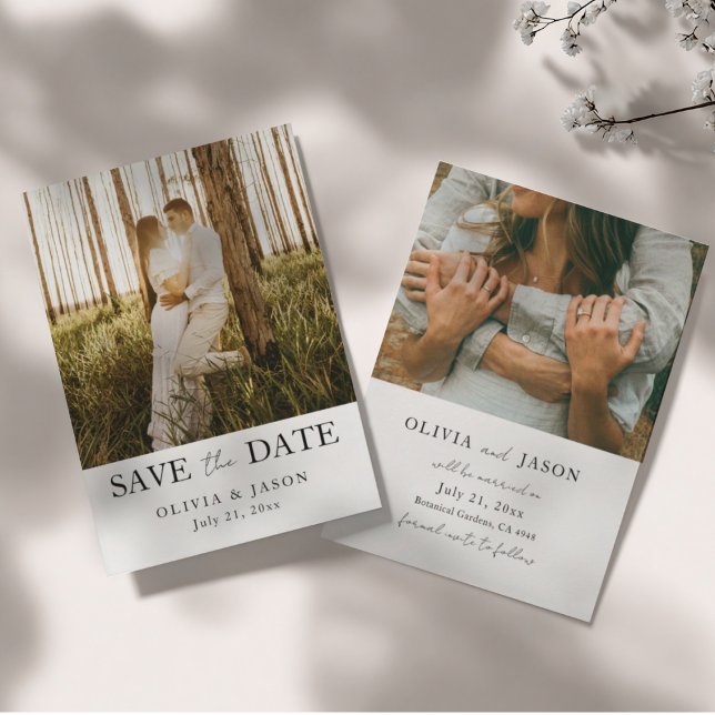 Einfache 2-Foto-Hochzeit - Save the Date  (Von Creator hochgeladen)