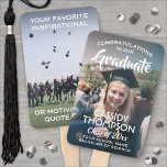Einfache 2-Foto-Overlay Inspiration Abschluss Fächer<br><div class="desc">Fügen Sie eine coole personalisierte Touch zu Uni- oder High School Graduiertendekorationen mit diesen eleganten Foto rechteckigen Handventilatoren hinzu. Bilder und Text sind einfach zu anpassen. (IMAGE PLACEMENT TIP: Eine einfache Möglichkeit, ein Foto genau so zu zentrieren, wie Sie es gewollt haben, ist es, es einzuschneiden, bevor Sie es auf...</div>