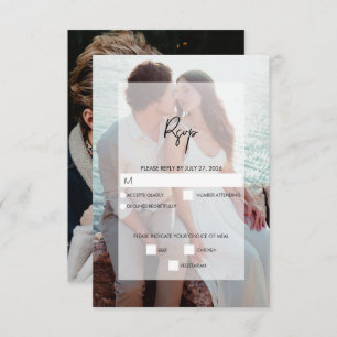 Einfache 2-Foto-Overlay-Skript-Hochzeit RSVP Karte