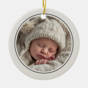 Einfache 2-Foto-Vorlage Personalisierter Rahmen Keramik Ornament