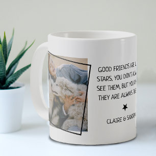 Einfache 2-Foto- & Zitat-Kaffeetasse für gute Freu Kaffeetasse