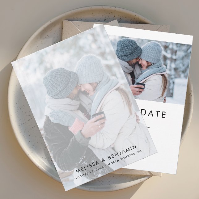 Einfache 2 Fotos Hochzeit Save The Date (Simple Modern 2 Photos Save the Date Wedding Announcement)