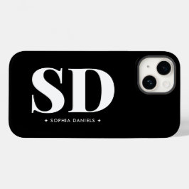 Einfache 2 Monogramm erste Retro-Schwarz-weiß Case-Mate iPhone 14 Hülle