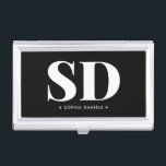 Einfache 2 Monogramm erste Retro-Schwarz-weiß Visitenkarten Dose<br><div class="desc">Classic Elegant Minimal Schwarz-weiß 2 Monogramm Mit Monogramm</div>