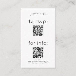 Einfache 2 QR Codes UAWG und Details Hochzeit Begleitkarte