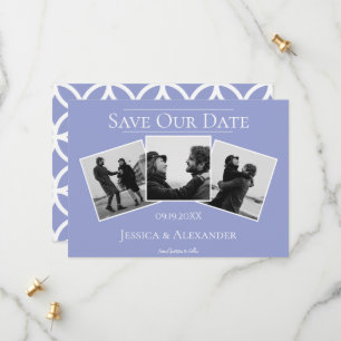 Einfache 3-FotoCollage Periwinkle Save the Date