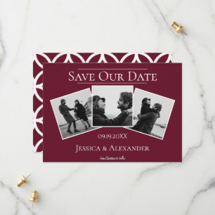 Einfache 3-FotoCollage Roter Wein Save the Date