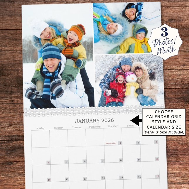 Einfache 3 Fotos pro Monat Kalender (Von Creator hochgeladen)