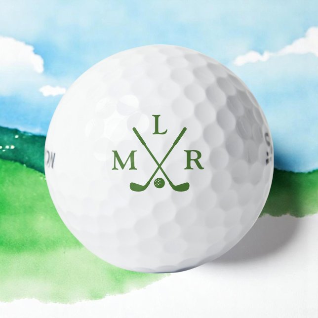 Einfache 3 Grüne Monogramm Golfball (Von Creator hochgeladen)