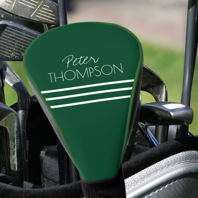 Einfache 3 Streifen Name Emerald Green Golf Headcover (Von Creator hochgeladen)