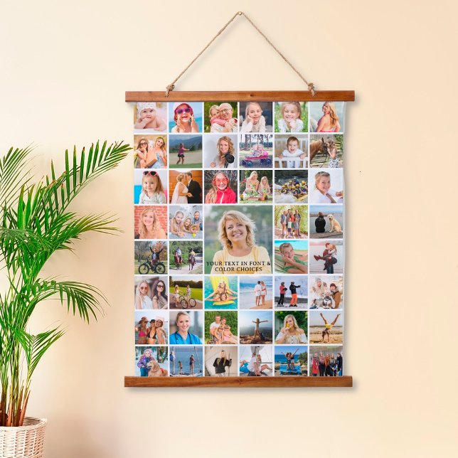 Einfache 45 Personalisierte FotoCollage Wandteppich Mit Holzrahmen (Von Creator hochgeladen)