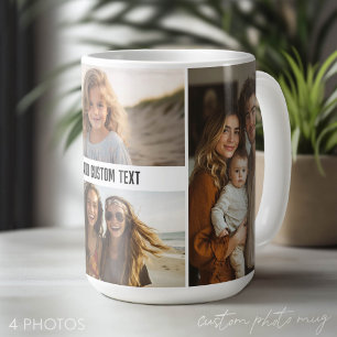 Einfache 4-Foto-Collage mit einer Textzeile Kaffeetasse