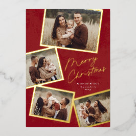 Einfache 4 Foto Collage Script Frohe Weihnachten Folien Feiertagskarte