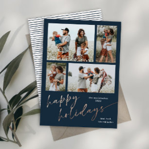 Einfache 4 Foto Collage Script Happy Holidays Folien Feiertagskarte