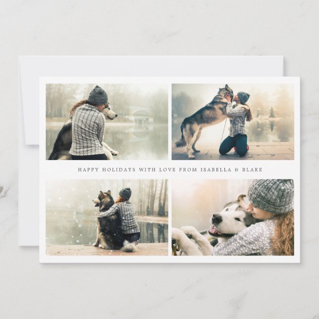 Einfache 4 Foto Collage Urlaubskarte Feiertagskarte (Vorderseite)