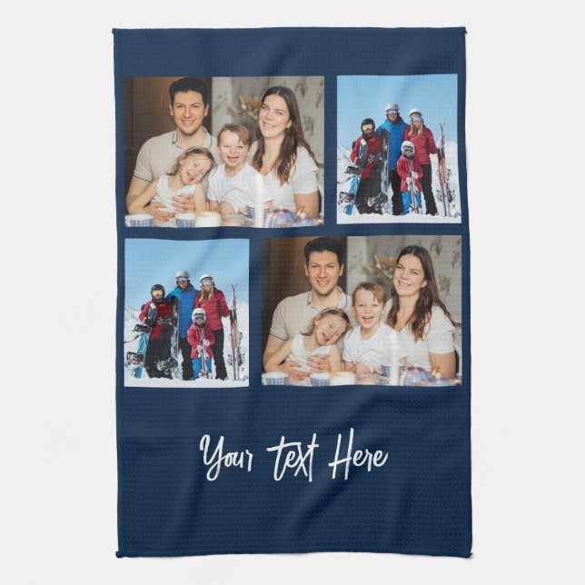 Einfache 4-FotoCollage | Sie können den Hintergrun Geschirrtuch (Vertikal)