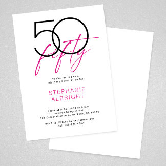 Einfache 50 und fantastische rosa 50. Geburtstagsf Einladung