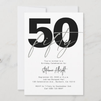 Einfache 50 und fantastische schwarze 50. Geburtst Einladung