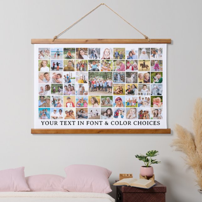Einfache 57 FotoCollage Custom Personalisiert Wandteppich Mit Holzrahmen (Schlafzimmer)