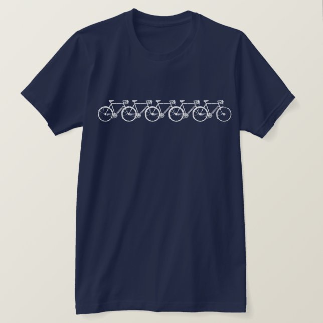 Einfache 5 weiße Fahrräder cool T-Shirt (Design vorne)