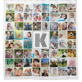 Einfache 60-Bild-Collage benutzerdefinierte Farbe Duschvorhang