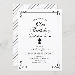 Einfache 60. Geburtstagsfeier Party Einladung