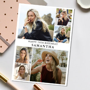 Einfache 6-Collage   Foto Jeglicher Geburtstag Karte