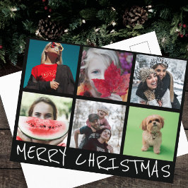 Einfache 6 Insta Foto Collage Frohe Weihnachten Postkarte