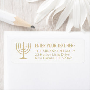Einfache 7 Candle Menorah Gold Weiße Rücksendeadre